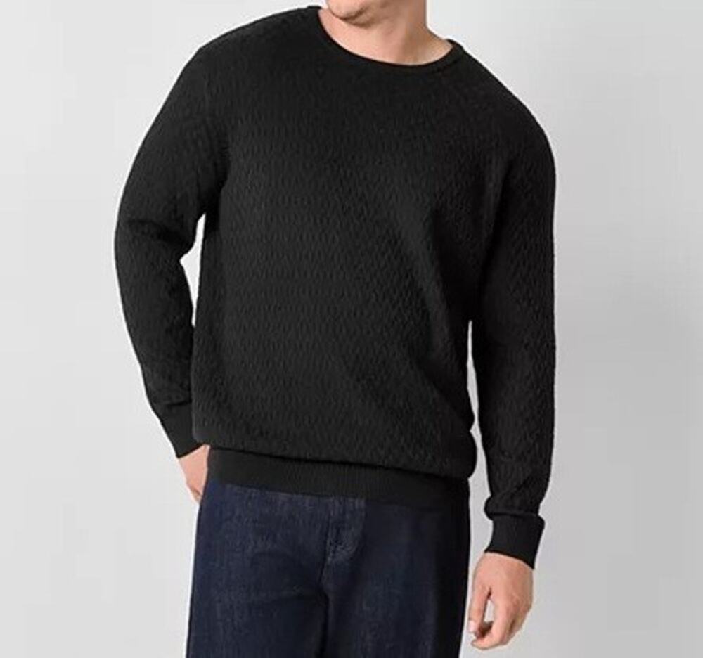 Shaquille O'Neal 3XLT Sweater Bold Black Chevron Texture Knit Crew Neck 3XL Tall